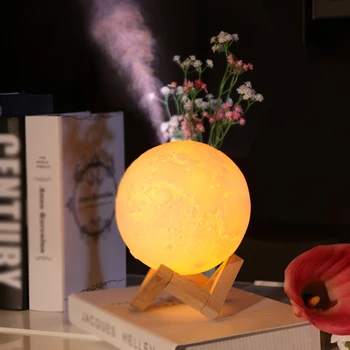 

880ML Air Humidifier 3D Moon Lamp Aroma Oil Essential Diffuser USB Humidificador Air Refresh With Night Light with battery