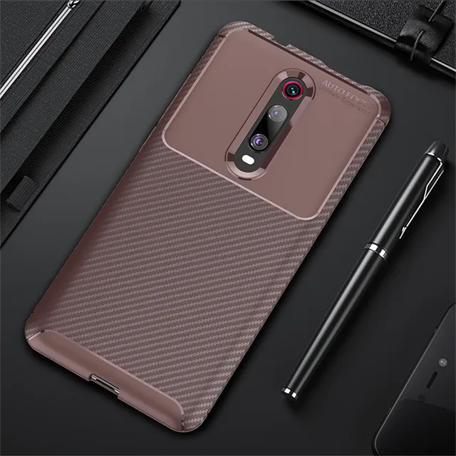 For Xiaomi Mi 9T Mi9T Pro Case Carbon Fiber Cover Shockproof Phone Case for Redmi K20 Pro Cover Full Protection Bumper coffee