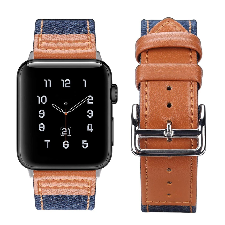 Нейлоновый кожаный ремешок для часов apple watch band 44 мм Iwatch series 5 4 3 2 1 Аксессуары 42 38 40