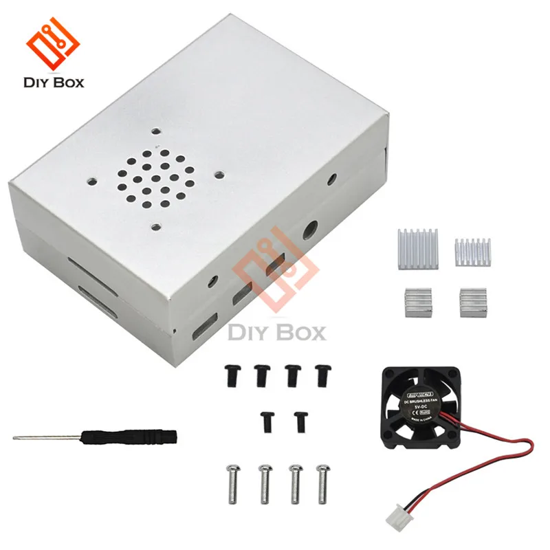 Raspberry Pi 4 металлический корпус V1 защитная коробка корпус из алюминиевого сплава охлаждающие вентиляторные радиаторы с отверткой подходит для Raspberry Pi 4