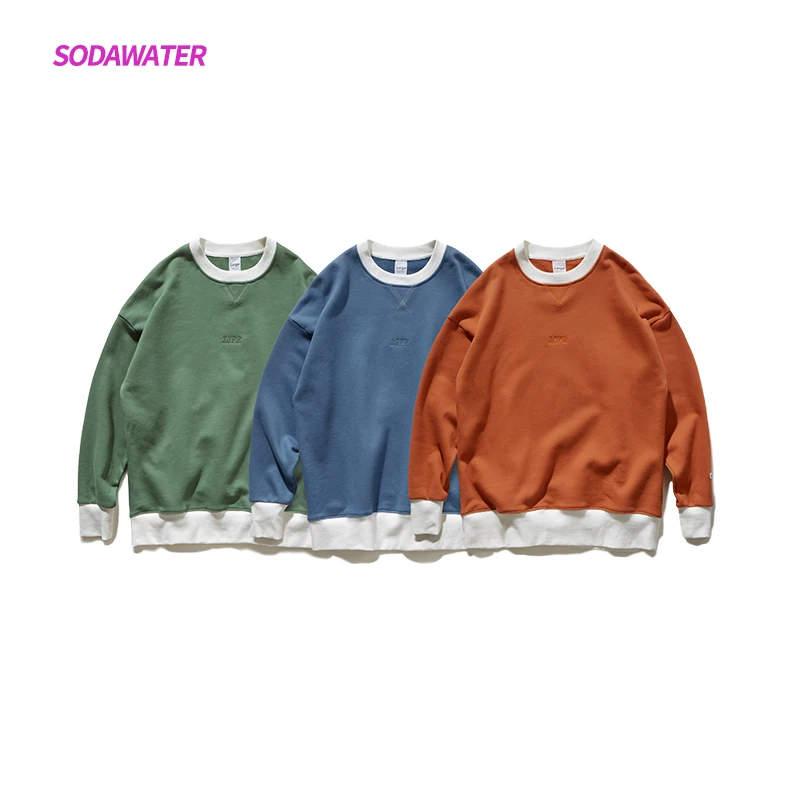 

SODAWATER Girl Autumn Women Sweatshirt Oversized Hoodies Harajuku Cotton O Neck Pullover Embroidery Patchwork Streetwear 9604W
