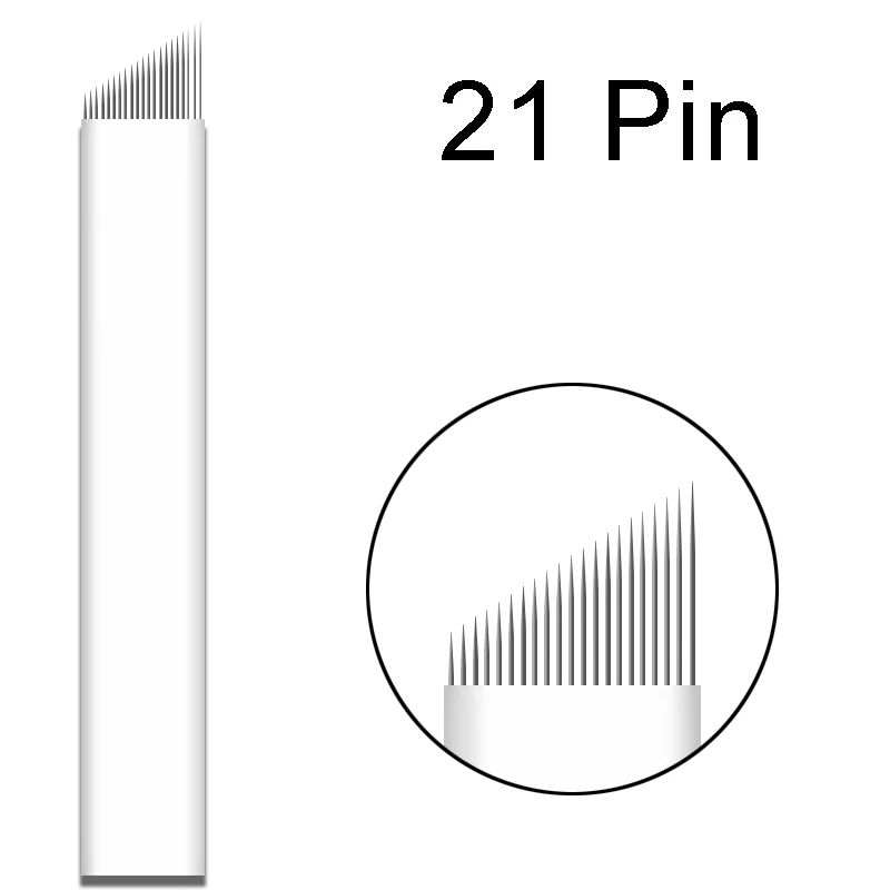 100 шт. Иглы для татуировки Agulhas Tebori 12 нержавеющие стальные микролопатки 12 Flex изогнутые лезвия для постоянного макияжа ручная ручка для бровей 0,25 мм - Габаритные размеры: 21pin