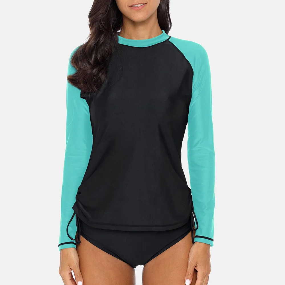 Charmleaks женские сыпи гидрокуртки одежда для плавания с длинным рукавом Rashguard топ с боковой повязкой для серфинга Топ Дайвинг рубашка купальник UPF 50