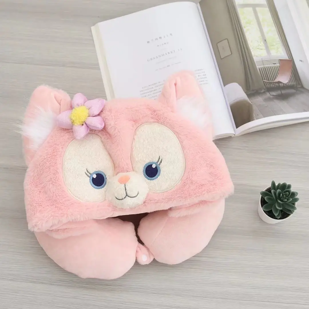 U-shaped Pillow Hoodie Travel Neck Pillow For Sleep Kawaii Anime LinaBell Hooded Pillows For Airplane Cartoon Pink Fox Gifts 5