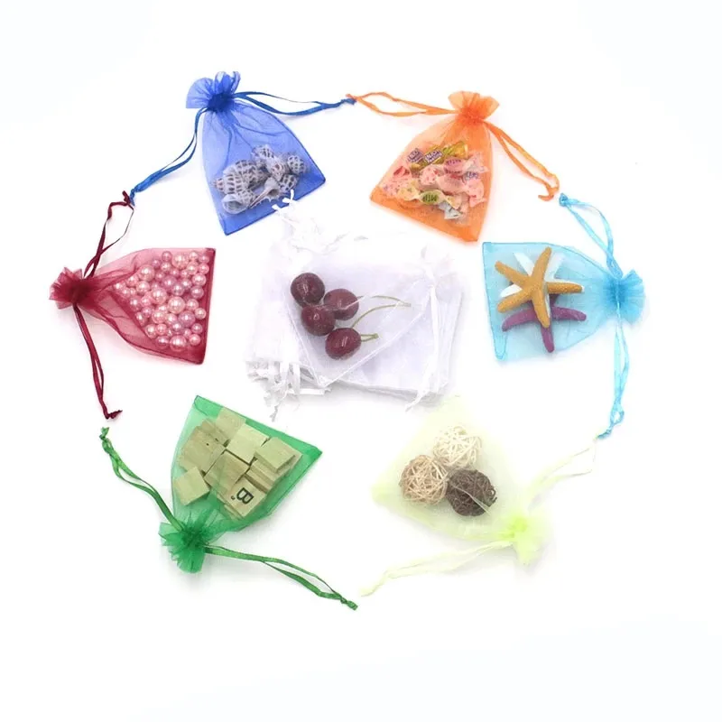 25/50PCS Organza Satin Packaging Bags Candy Storage Pouch Wedding Party Gifts 