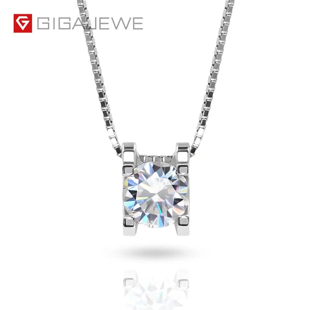 GIGAJEWE 0.6ct 5 мм EF Круглый 18K покрытый белым золотом 925 Серебряное моиссанитовое