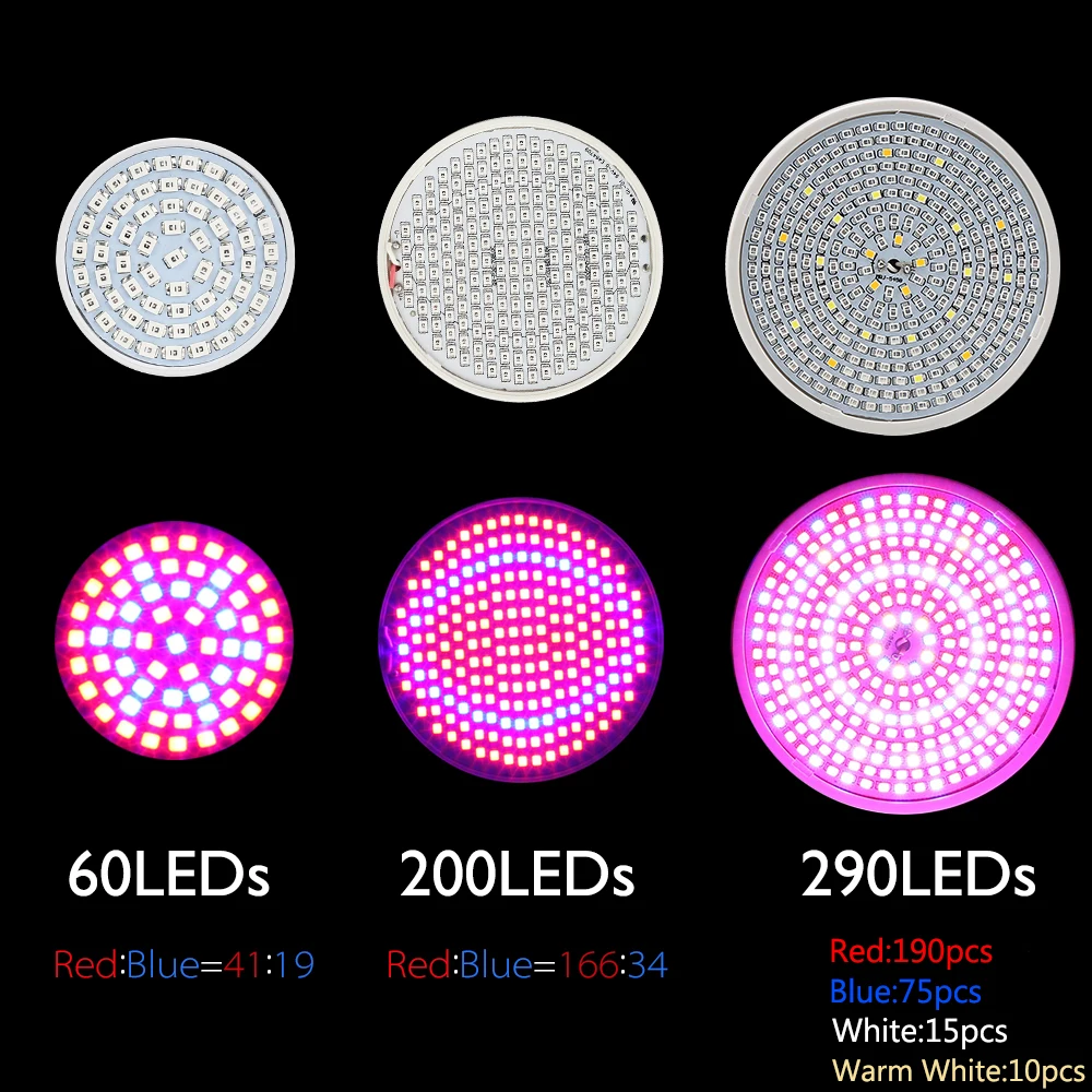 LED Plant Grow Light Bulb 60/200/290LEDs SMD2835 Plant Light for Flowers Vegetables Greenhouse Hydroponic Growing Light Bulb D30