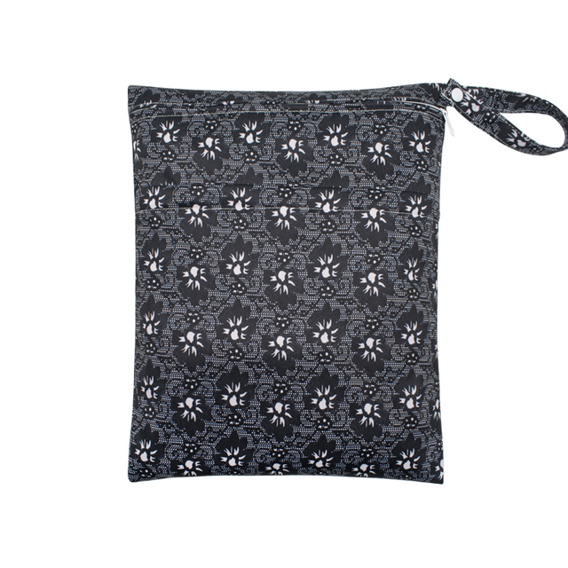 Baby Nappies Bag Printed Wet Dry Nappy Zipper Handbag Stroller Accessories For Baby Diapers Nappies Bag Reusable