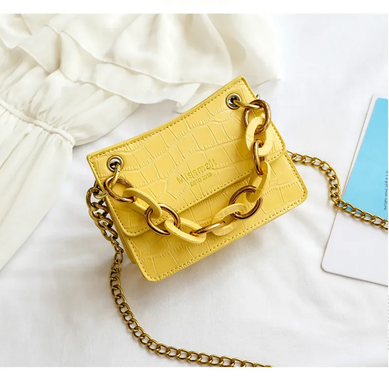 

Mini Women Handbag 2019 New Famous Alligator Stone Pattern Small Square Messenger Bag Fashion Crossbody Chain Shoulder Bag