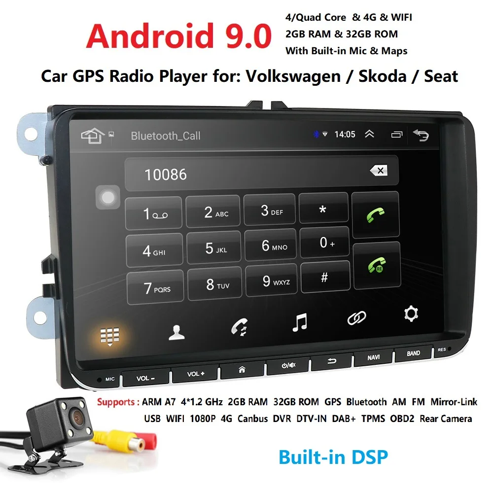 Бесплатная доставка! 9 &quotAndroid9.0 Автомобильный мультимедийный плеер радио GPS