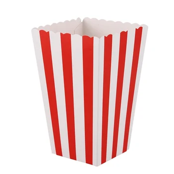 

12 Cinema Stripes Treat Party Small Candy Favour Popcorn Bags Boxes,red