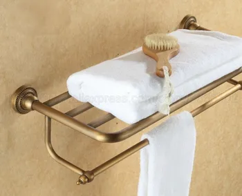 

New Antique Brass Wall Mount Shelf Towel Rack Bath Rails Hanger Storage Towel Bars Holder Bathroom Accessories zba084