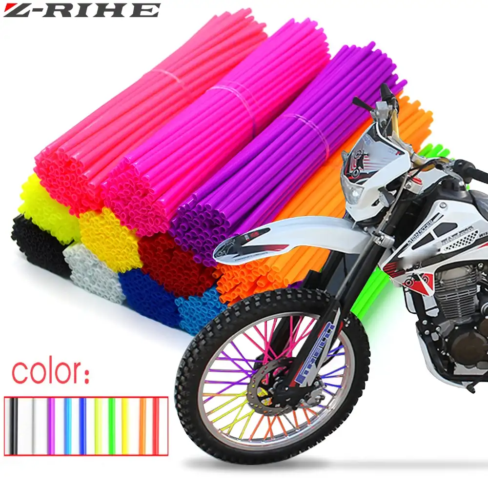 Details about  / Black 72pcs Wheel Spoke Skin Cover Wrap Kit for Motorcycle Motocross Dirt Bike
