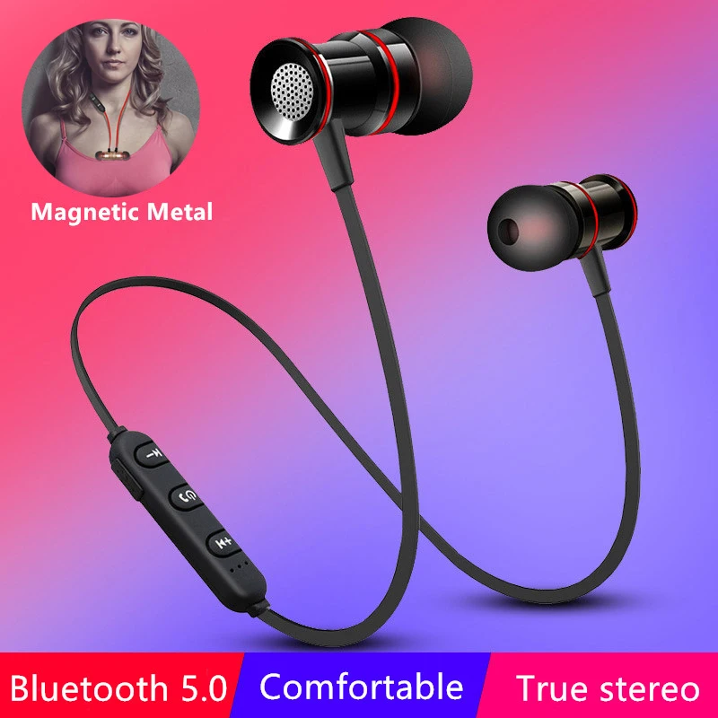 

Magnetic Wireless Bluetooth 5.0 Earphone Phone Headphones Ear Hook Sports Gaming Headset Earphones For IPhone 7 Samsung Earbuds