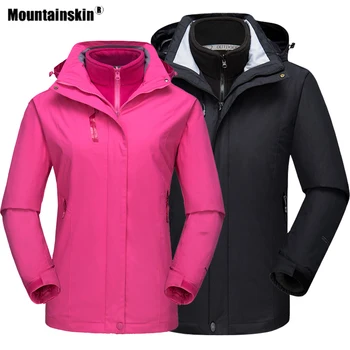 

Mountainskin Winter Men Women's 2 Pcs Hiking Softshell Jacket Outdoor Sport Thermal Windbreaker Climbing Camping Male Coat VA479