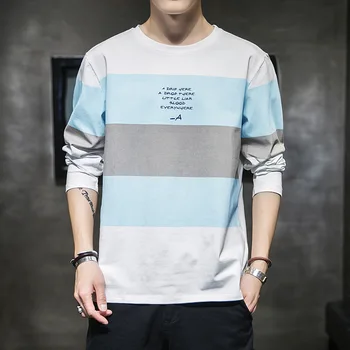 

Fall 2020 new men's long-sleeved t shirt bottom shirt pure cotton clothes loose trend men's wea