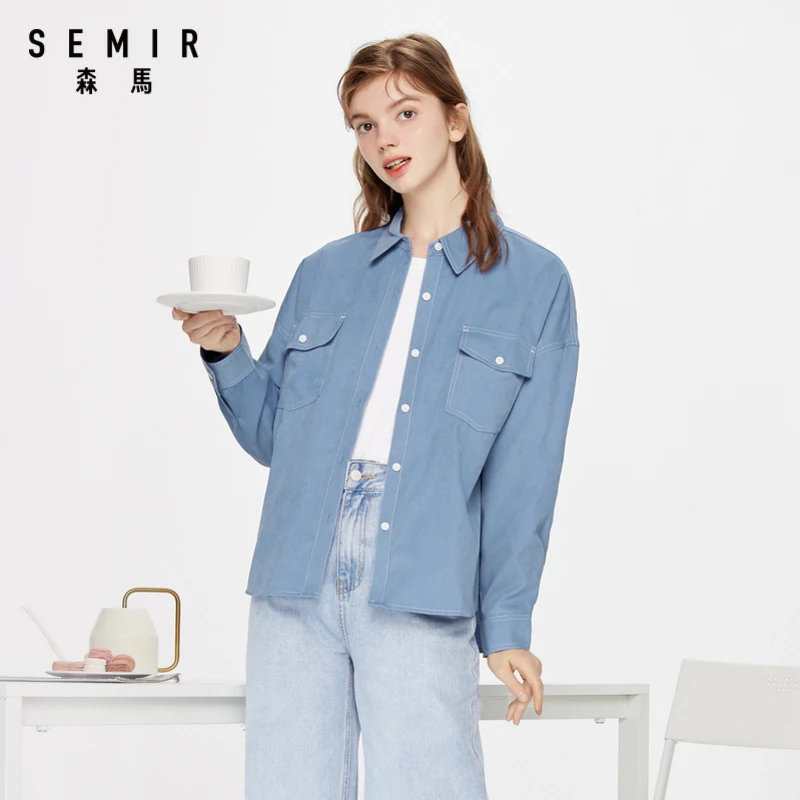 Semir брендовая однотонная женская Вельветовая рубашка 2020 Весенняя Новинка блуза с