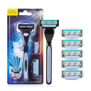 

1Handle 2 Razor Blades Men Shaving Razor 4-layers Razor Blades Professional Face Care Shaver Compatible With Mache3