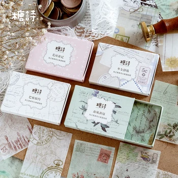 

Vintage Plants Poetry Stamp Bullet Journal Decorative Washi Stickers Scrapbooking Stick Label Diary Stationery Album Sticker