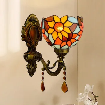 

bathroom lens headlight European American pastoral crystal wall lamp of the head of a bed bar corridor solar lanterns