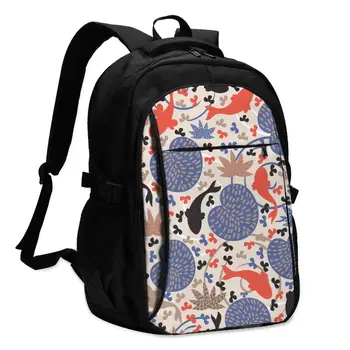 

Backpack USB Charge Women Fishes And Lotus Leaves In The Pond Student Backpack Letters Print School Bag Teenager Girls Backpack