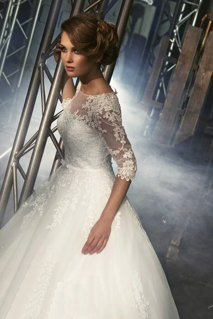 Robe De Mariage три четверти рукава Кружева Casamento винтажное свадебное платье Vestido De Novia Hot8 Мать невесты платья