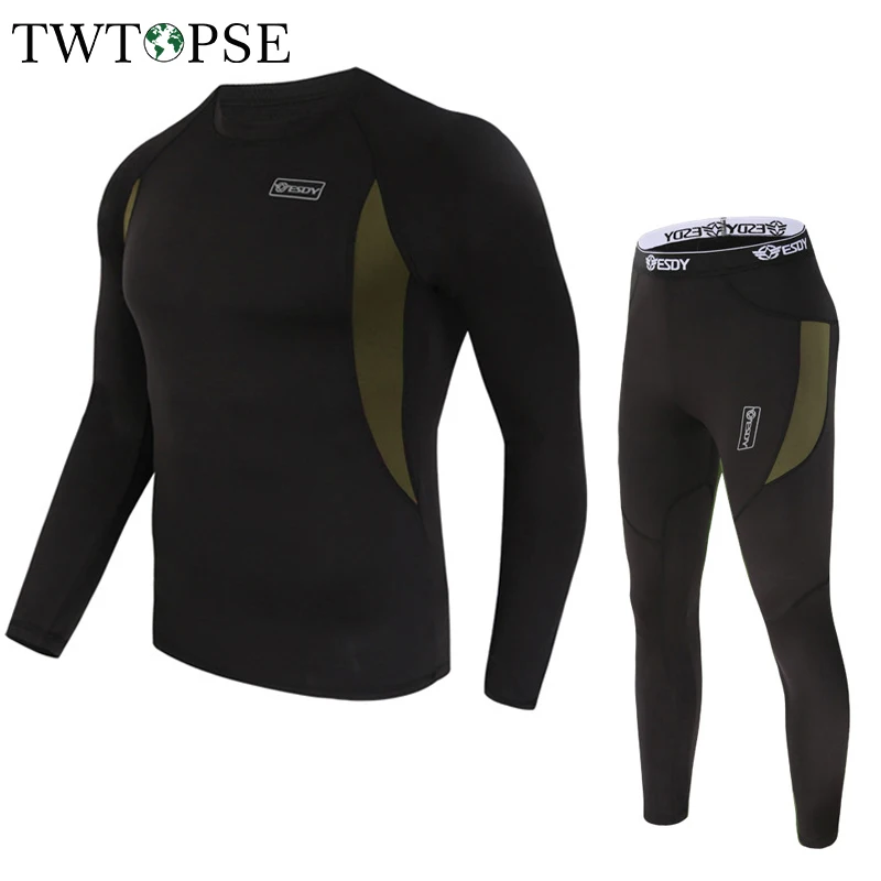 

TWTOPSE Winter Skateboarding Skiing Underwear Set Warm Fleece Sports Compression Tracksuit Men Women Cycling Bike Hiking Fishing