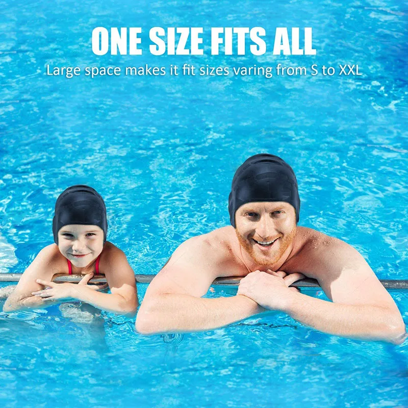 Adults Swimming Caps Men Women Silicone Pool Cap Ear Protect Bathing Hats For Long Short Diving Pure Color Waterproof Hat