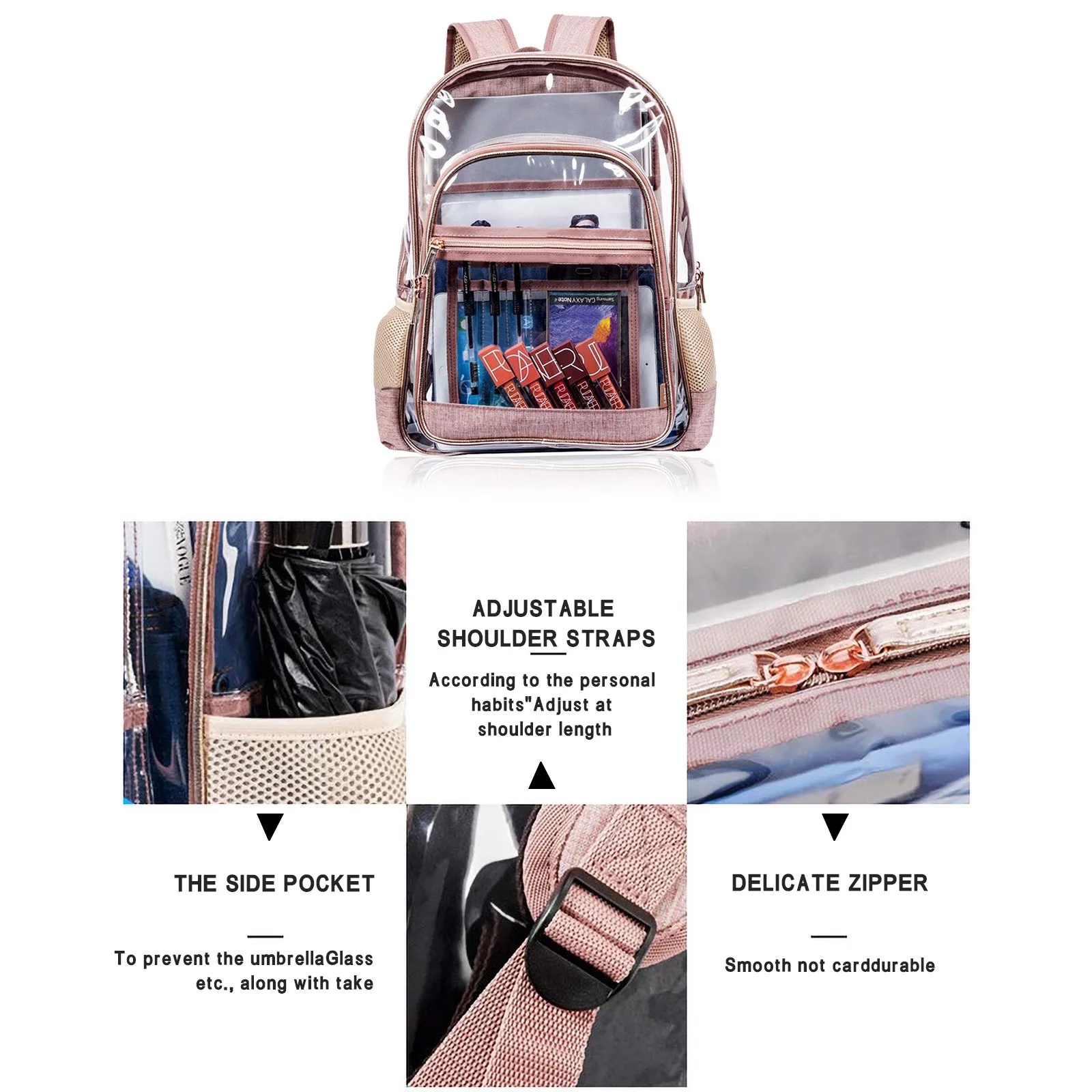 PVC Transparent Backpack Bag Fashion Waterproof Student School Bags Jelly Travel Beach Swimming Kit Bag For Men Women Rucksack