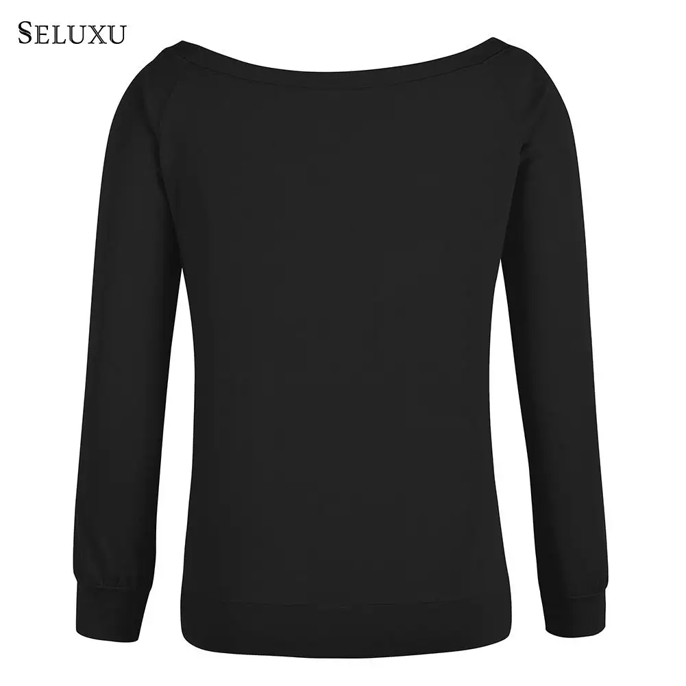 Seluxu осень-зима футболка с длинным рукавом t-рубашка кофта Санта Клаус футболка с принтом Повседневная Рождественская одежда футболки в рождественском стиле Для женщин топы