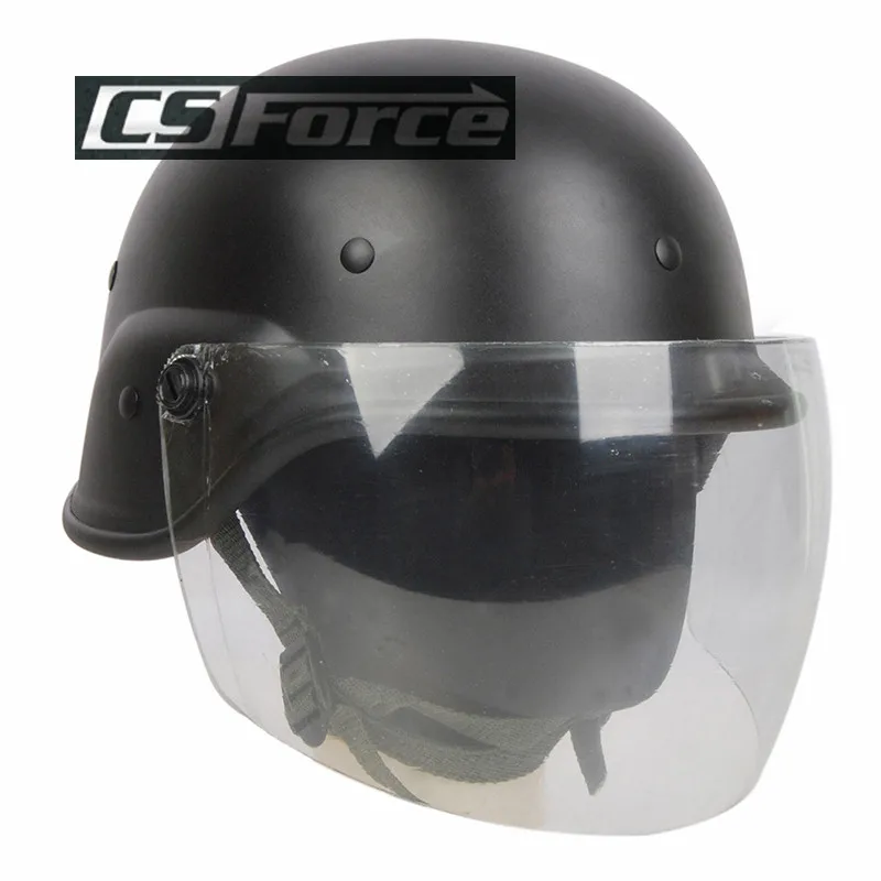 Tactical Military Airsoft M88 PASGT Kelver Swat Helmet with Clear Visor Black