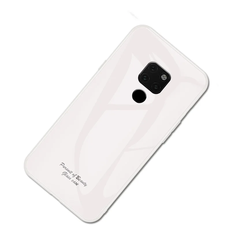 Macaron стеклянный чехол для huawei mate 20, Модный милый Противоударный задняя крышка для huawei mate 20, задняя крышка телефона 6,53 дюйма - Цвет: Белый