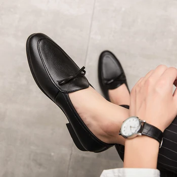 

Luxury Brand Men's Tassel Loafers Black Brown Leather Breathable Slip-On Mens Driving club party Shoes Comfortable big size 48