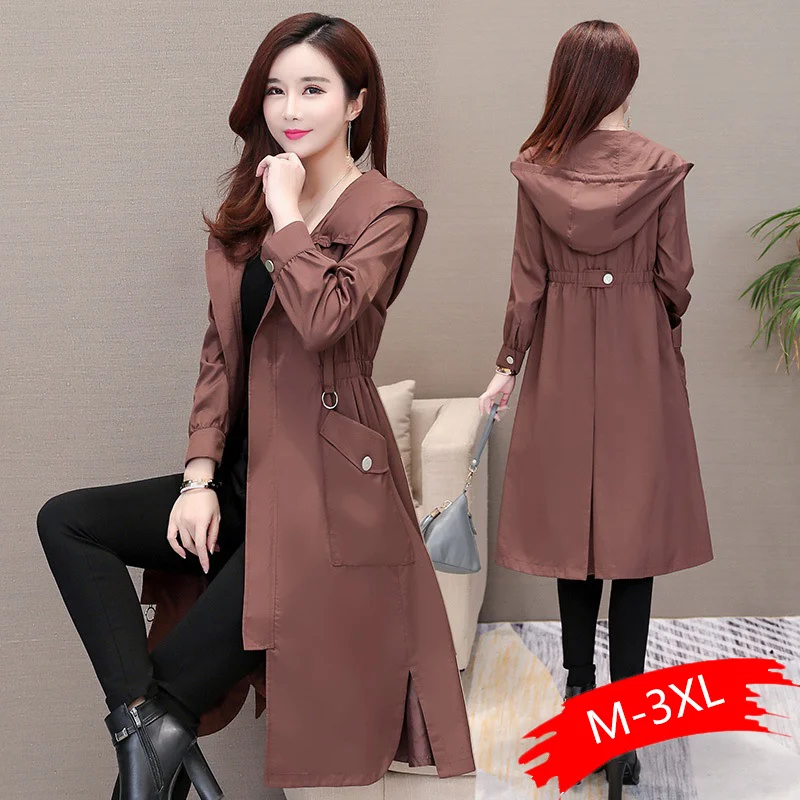

2020 Spring Autumn Classic Long Trench Coat Women Casual Thin Windbreaker Female Overcoat Long Coat Female Slim Outwear Coats