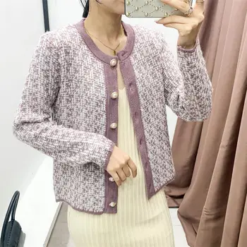 

2020 autumn new gentle temperament fresh small fragrance cardigan pearl button loose knitted sweater