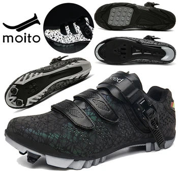 Zapatillas de ciclismo para hombre y mujer, zapatos electrónicos de ciclismo de montaña, autoblocantes, luminosos, gran oferta