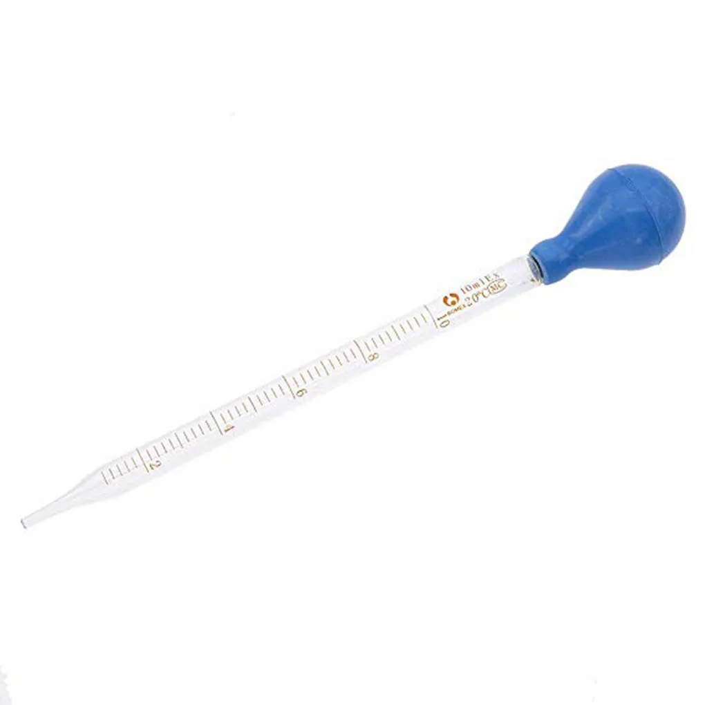 Glass pipette 5ml/10ml Glass Scale Line Dropper Pipette Lab Dropper Measuring Dropping Pipet Blue Rubber Head Pipettes