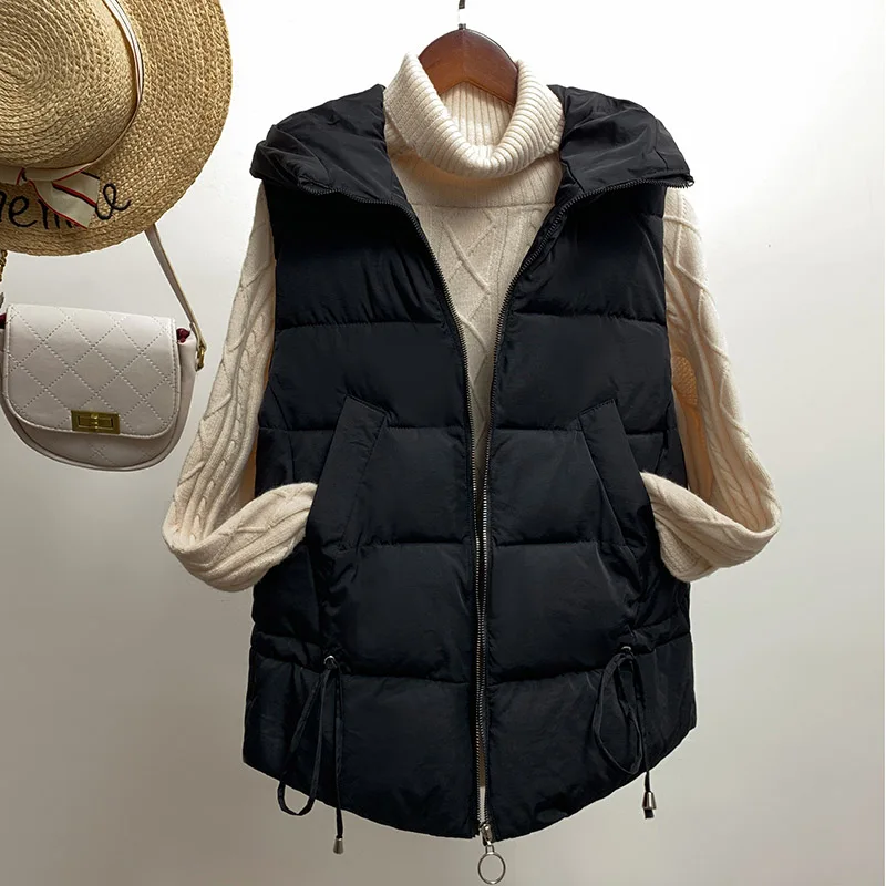 

Women winter vest 2019 Casual Autumn short hooded sleeveless waistcoat vest coat zipper outwear vest jacket