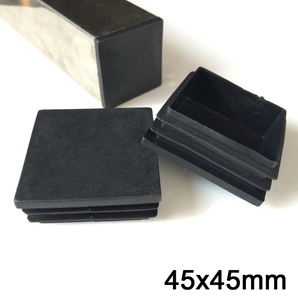 2/4/8pcs 45x45mm Square Plastic Black Blanking End Caps Tube Pipe Inserts Plug Bung 1 2 5 10pcs 40x50mm rectangle plastic black blanking end caps tube pipe inserts plug bung