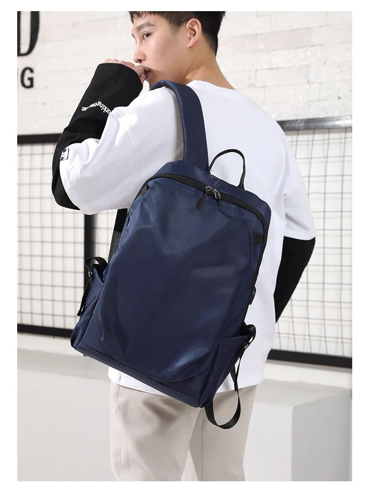 15.6 inch Laptop Backpack Men Waterproof Travel Business USB Backpacks Students School Back Pack Bag Black Grey Leisure Rucksack (26)