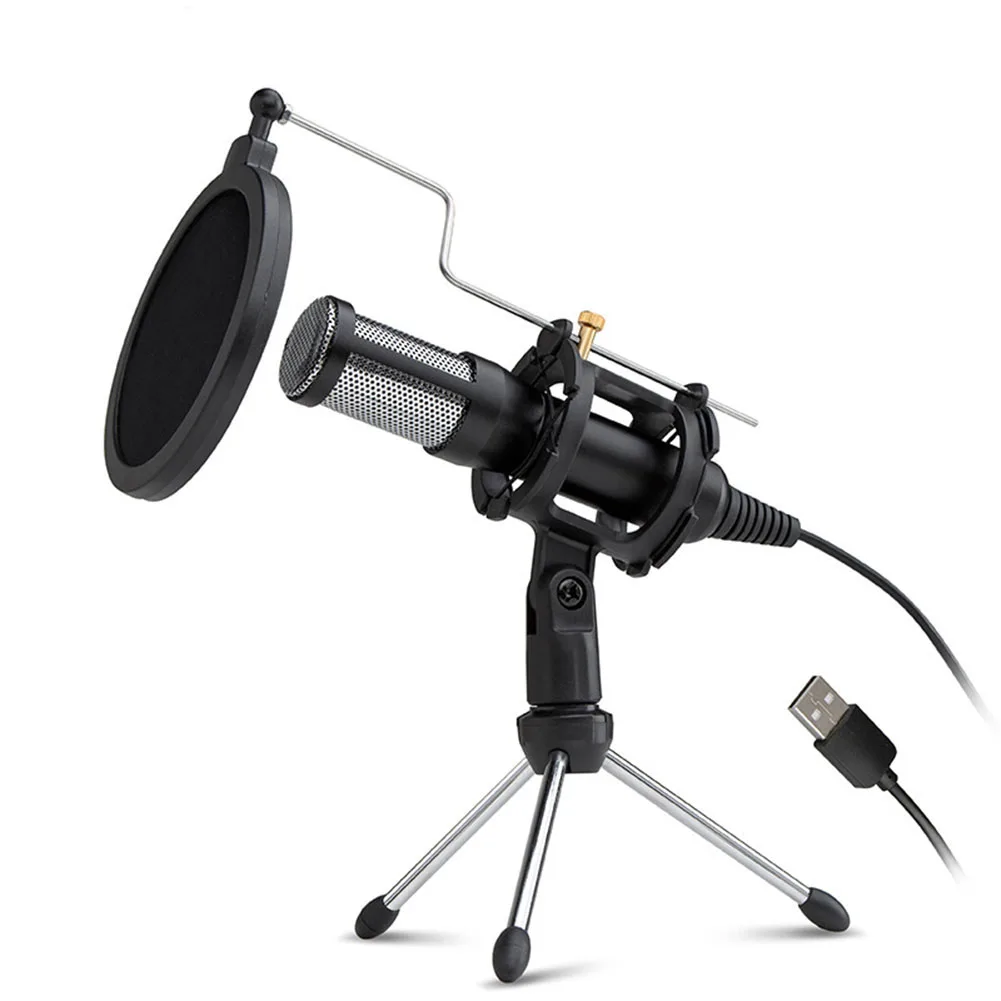 

Professional Microphone Condenser with Holder for Computer Laptop PC USB Plug Studio Podcasting Recording Microphone Karaoke Mic