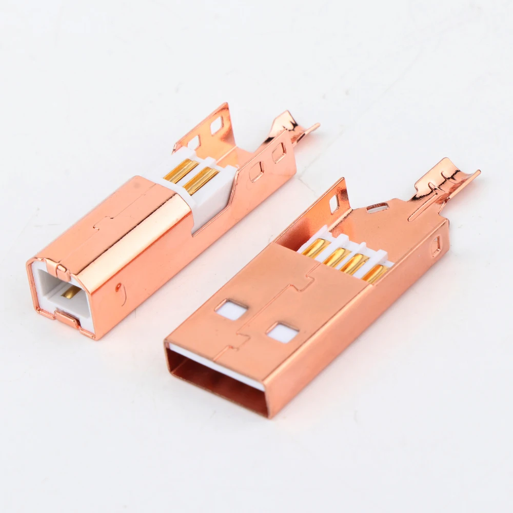 Plug para Faça Usb a + Usb b tipo A-b Alta Qualidade Ouro Rosa Chapeado Usb Conector Você Mesmo Cabo - - Image 2