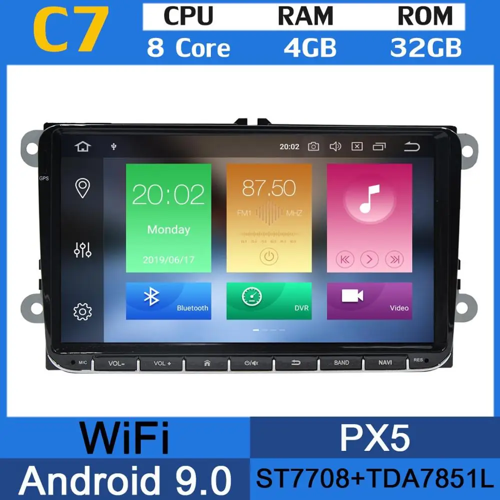 " Android 9,0 PX6 4 Гб+ 64 ГБ Автомобильный DVD gps радио плеер для VW Passat CC Polo GOLF 5 6 блок EOS T5 Sharan Jetta Tiguan Seat Altea - Цвет: 8Core 4G RAM 32G GB