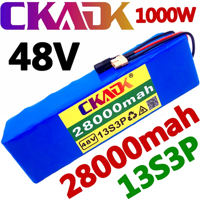 Tanie 2021 nowy akumulator CKADK 48V 13s3p 28Ah akumulator 1000W akumulator