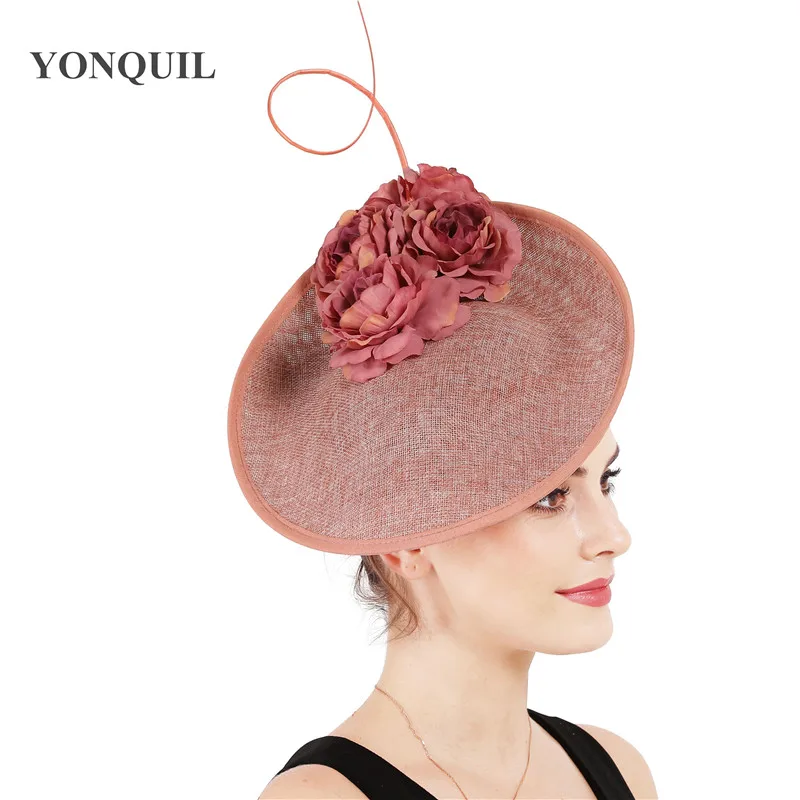 Очаровательный с большим мехом для торжественного случая для kenducky красивые шляпы элегантные женские фетровая шляпка шерстяная Шапки нарядное с красивым цветочным рисунком женский головной убор заколки для волос