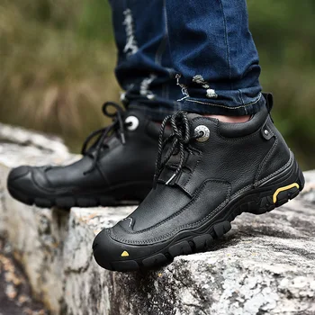 

Winter Outdoor travel walking sport Shoes Genuine Leather Men breathable walking Shoes ankle boots Climbing sneakers Shoes Men