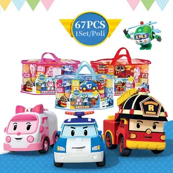 

67Pcs/Set Genuine Robocar Korea Kids Toys Robot classic Building Blocks Figure Children Bricks Action Figure Toys for Boys