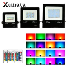 10 Вт 30 Вт 50 Вт RGB Светодиодный прожектор светильник Точечный светильник сада Безопасности Светильник Водонепроницаемый AC 220V отражатель проектор лампа с дистанционным управлением Управление