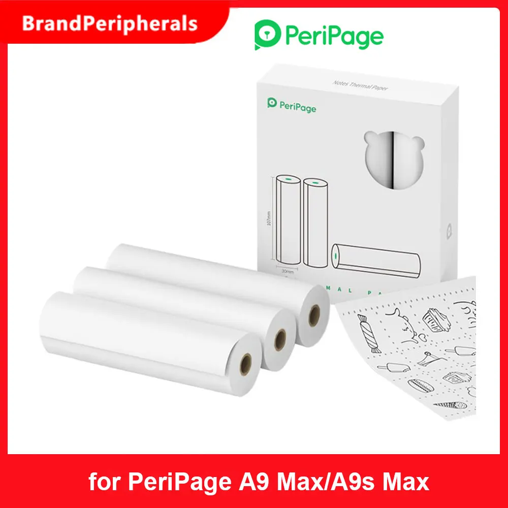 Термобумага PeriPage 107 мм 3 рулона без БФА неклейкая для чеков A9 Max/A9s Max | Канцтовары