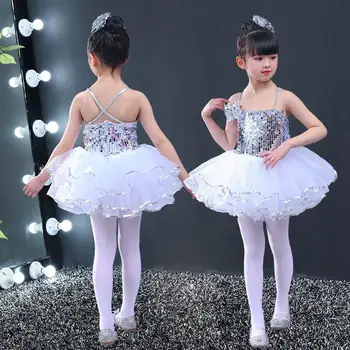 

Costumes Girls Jazz Modern Dancing Costumes Yellow Pink Sequins Top Girls Dance Kids Ballerina Dress Silver Dance Wear Child 160